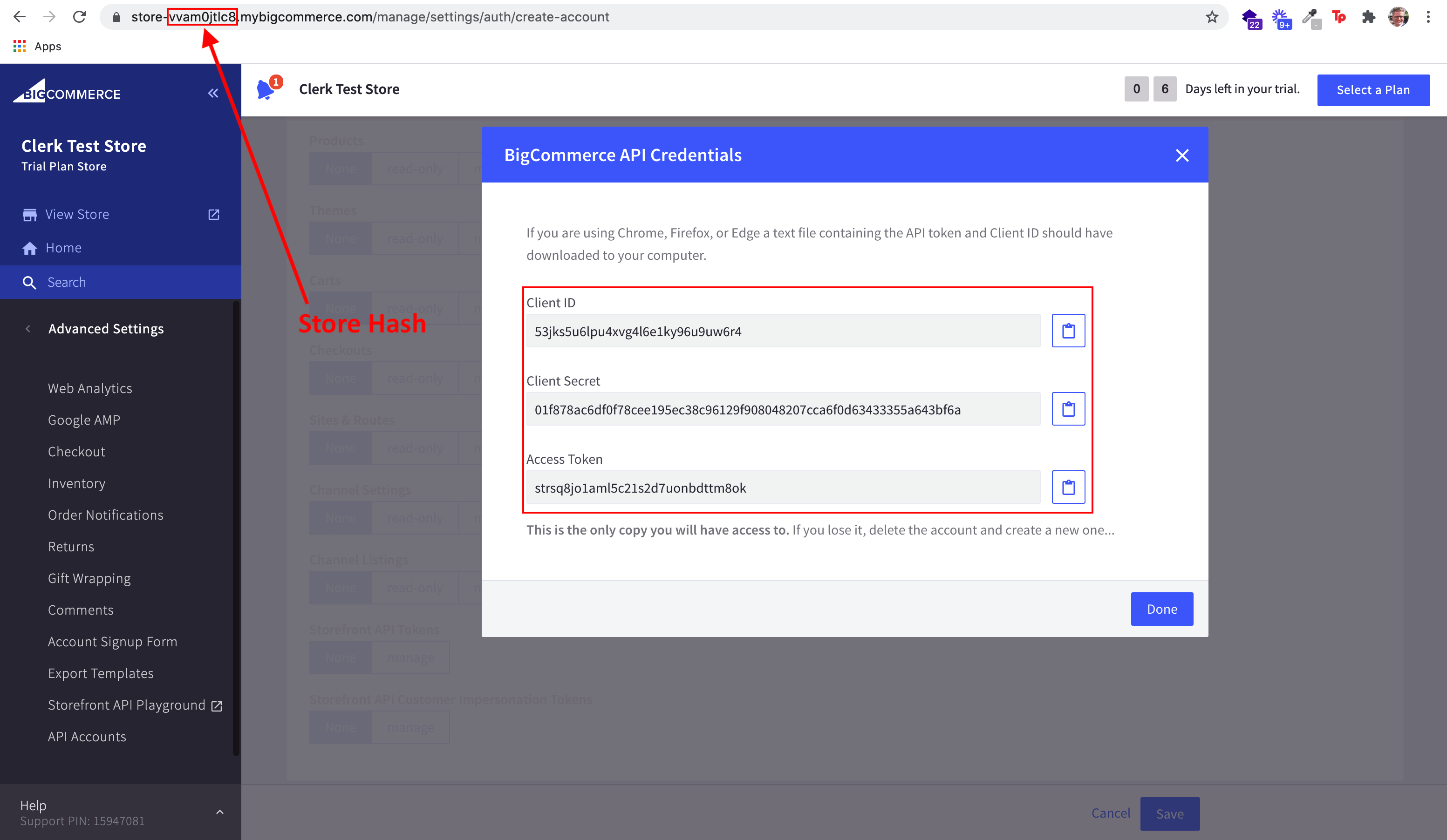 API account credentials