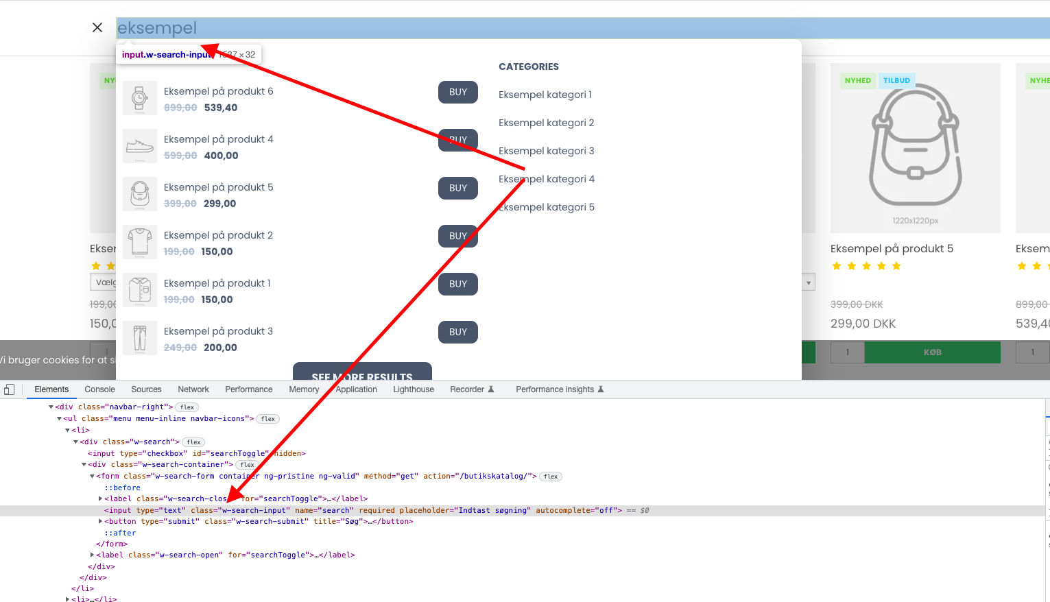 Inspect search field