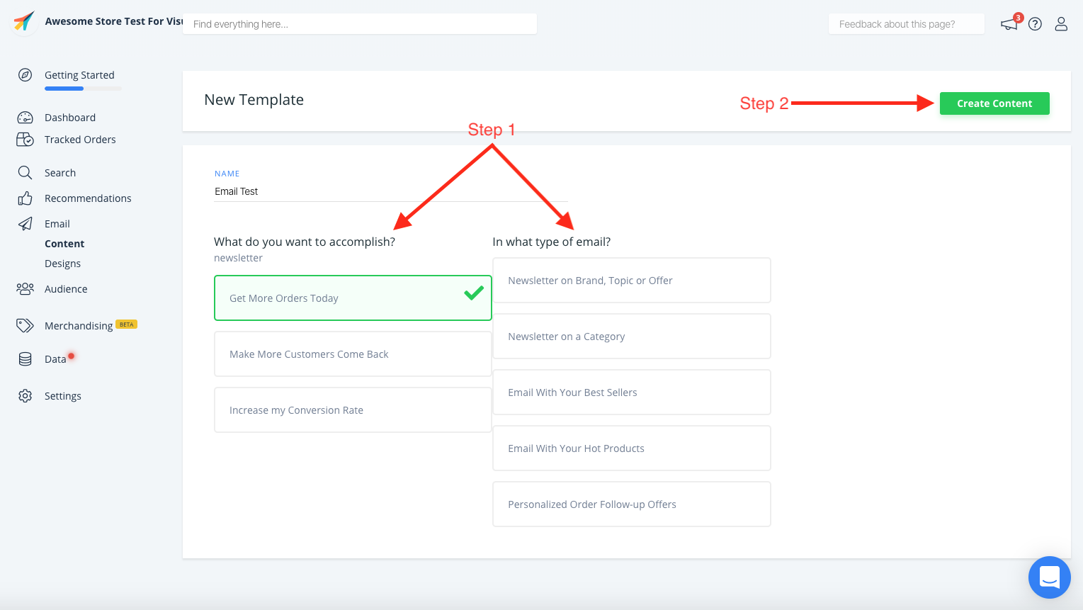 Email embed settings