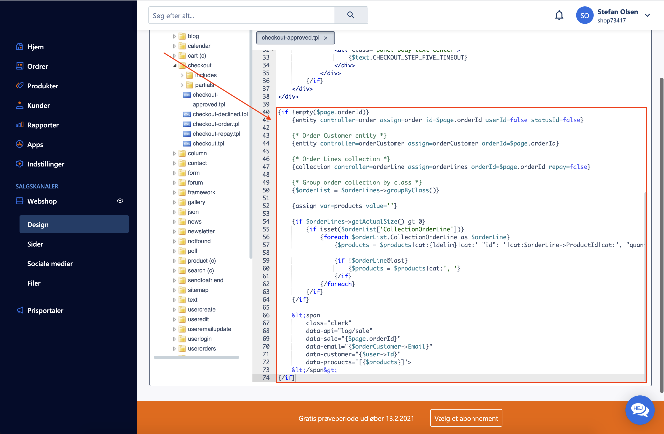 Sales tracking in checkout-approved.tpl