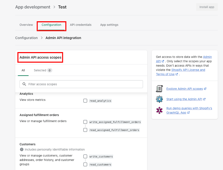 Permissions configuration