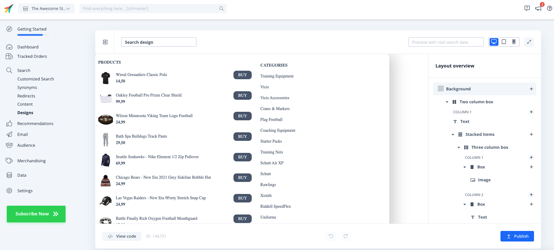 Design Editor interface