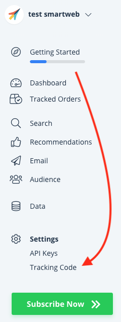 Settings tracking code