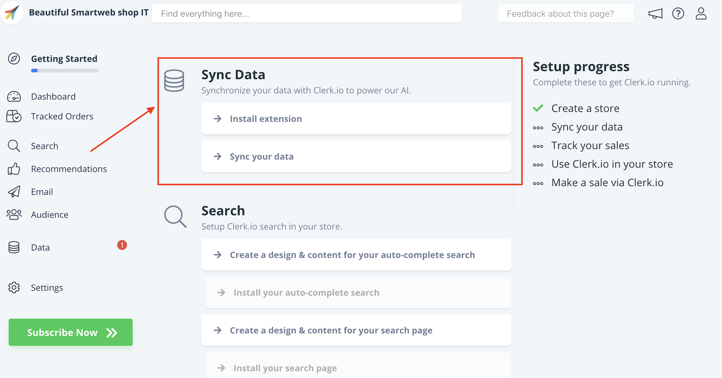 Getting started page
