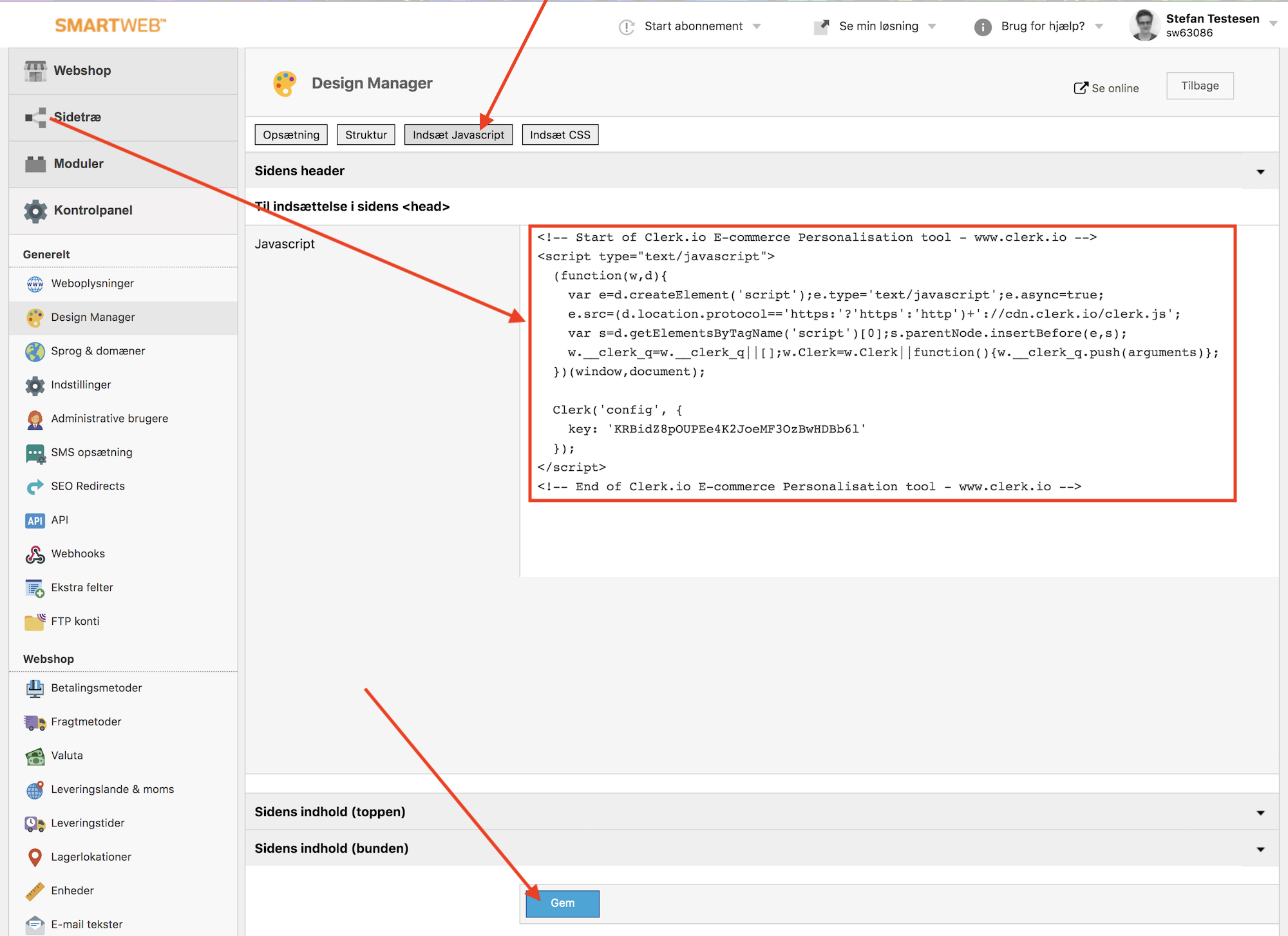 Tracking script in header