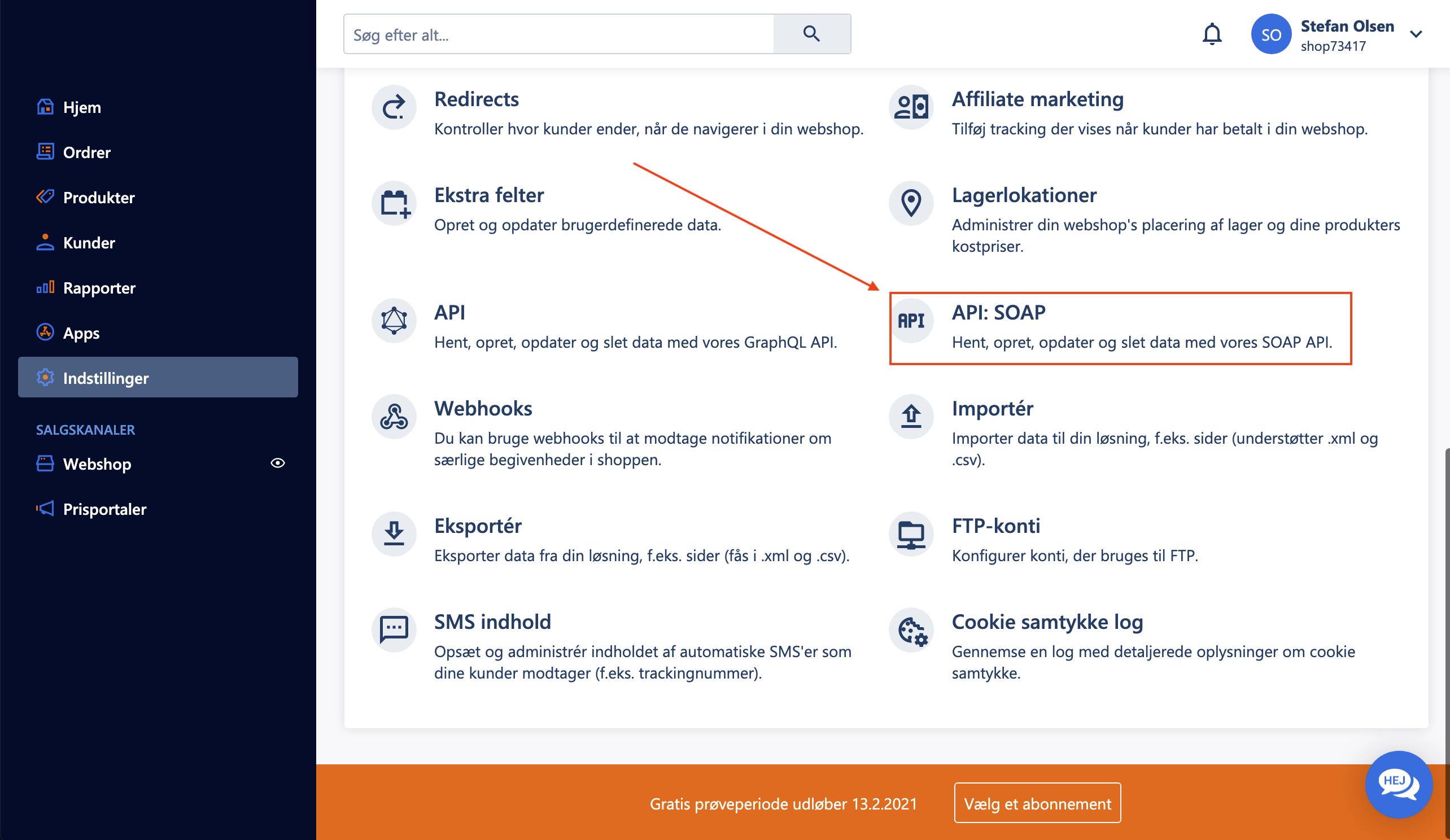 API setup in SmartWeb
