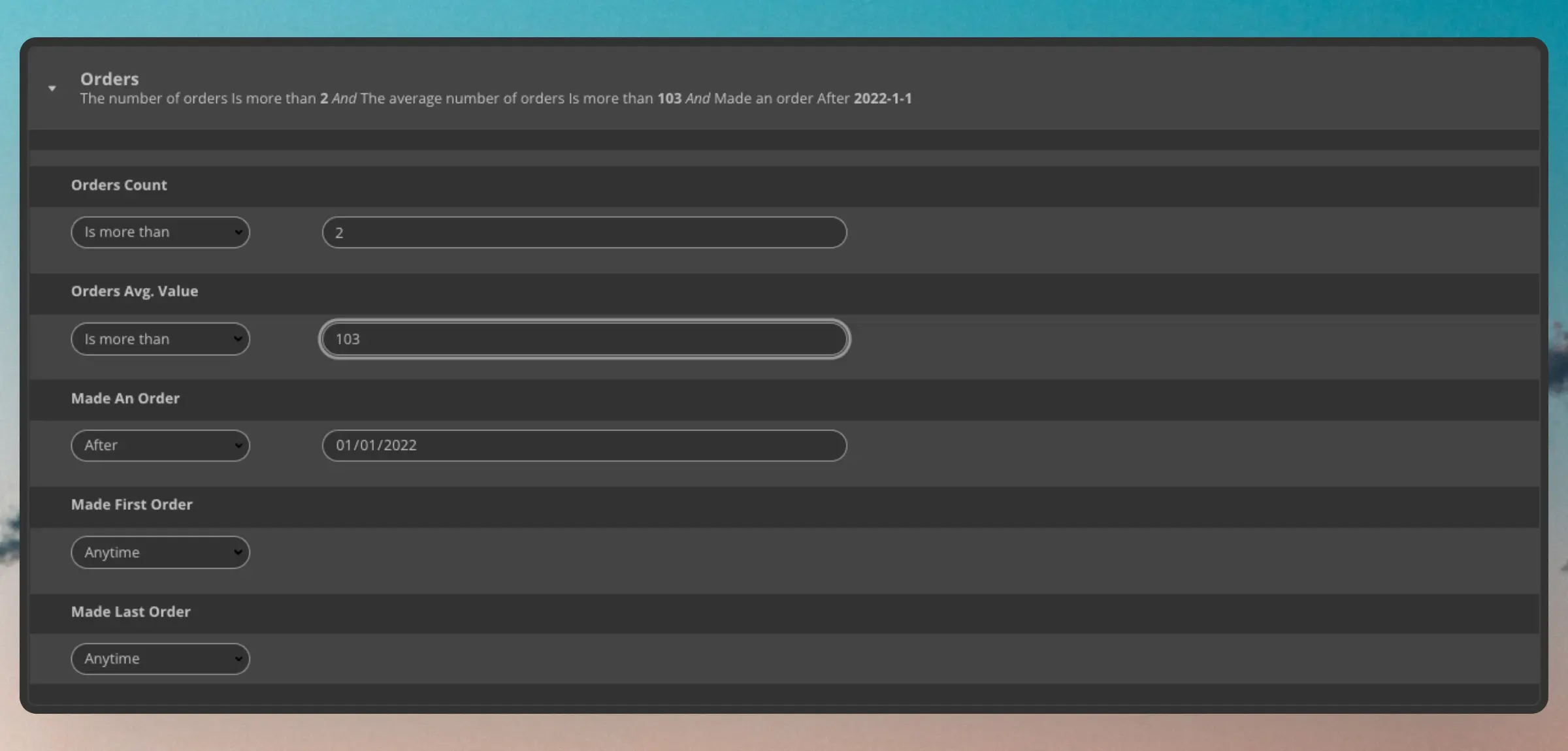 Order Segmentation