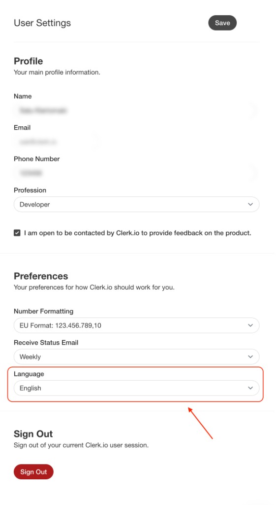 User Settings