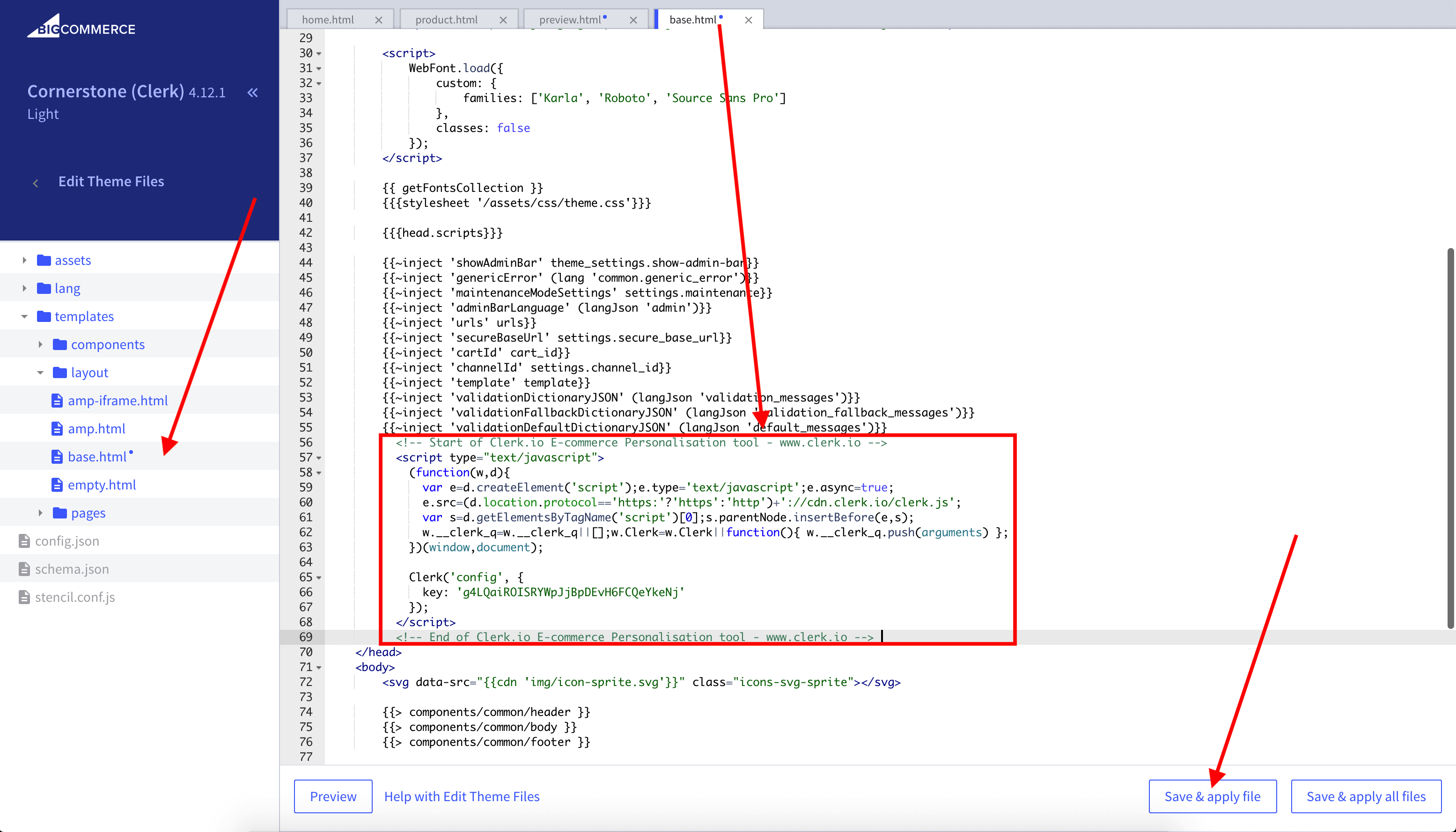 Tracking script in base.html