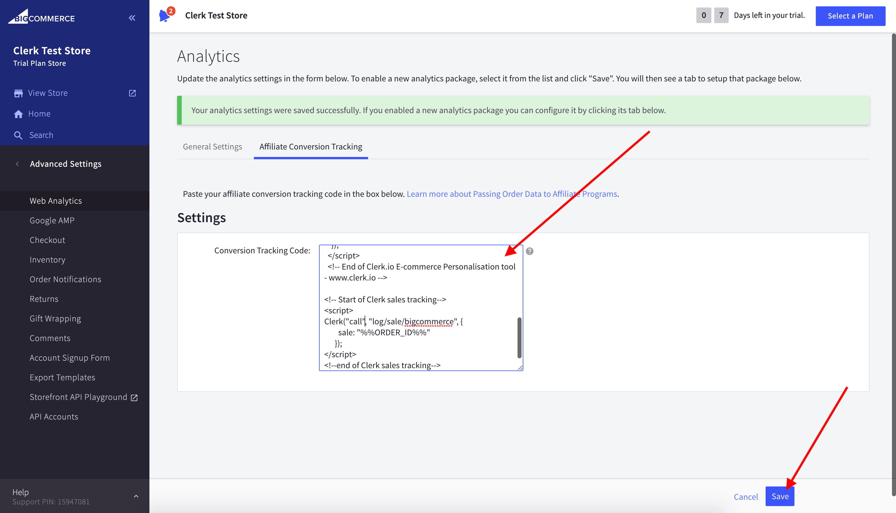 Conversion tracking code
