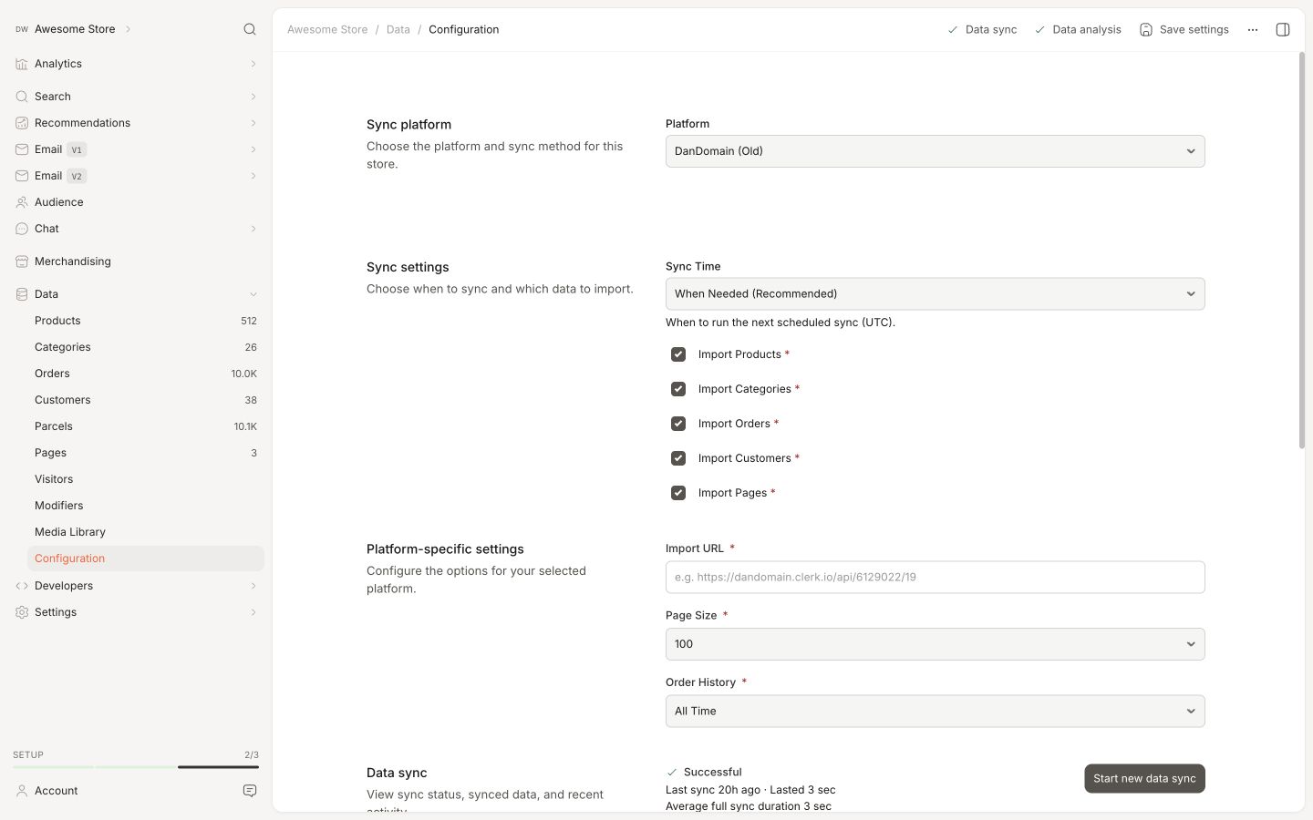 Backend in the Clerk.io backend