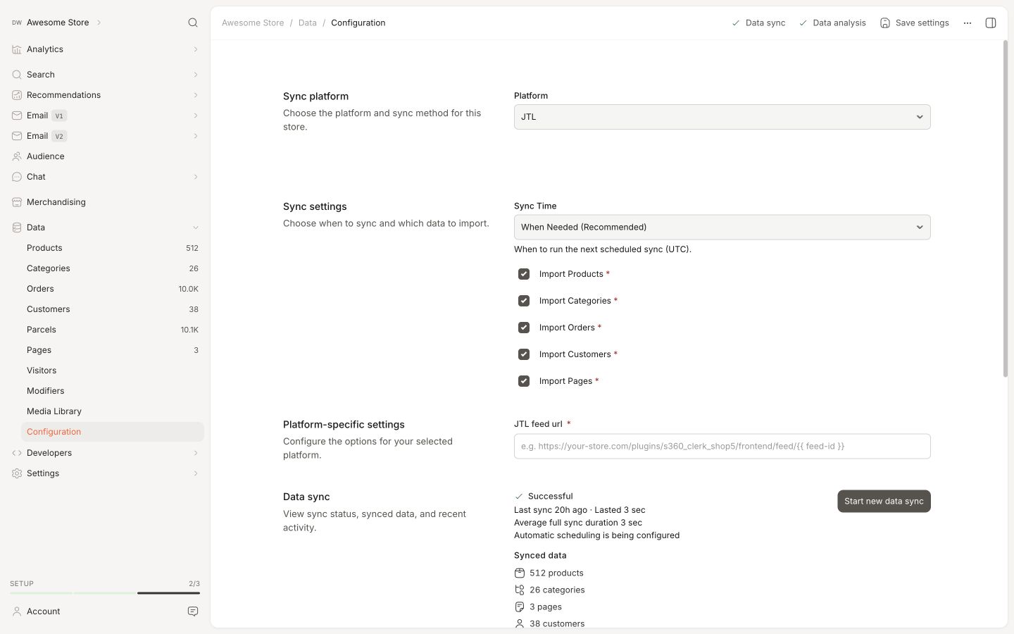 Backend in the Clerk.io backend