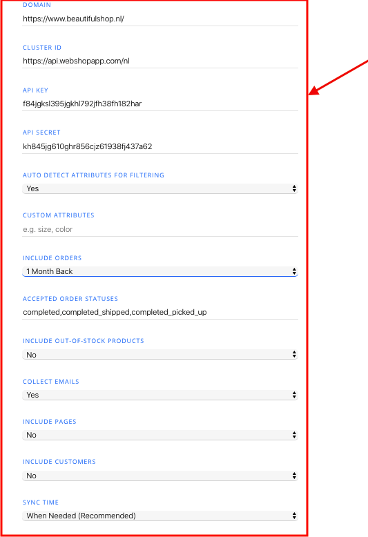Data sync configuration