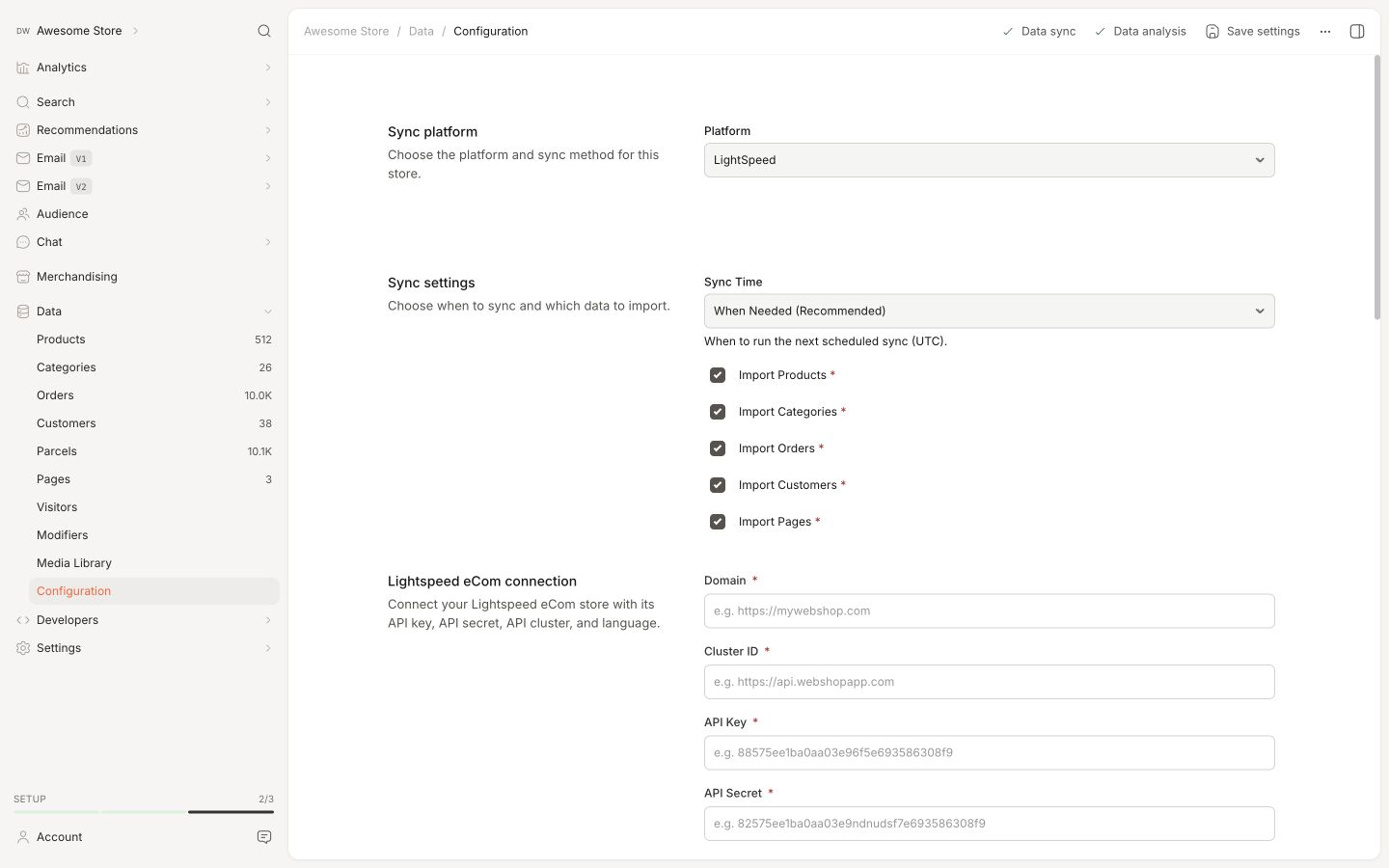 Backend in the Clerk.io backend