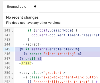 Theme liquid tracking code