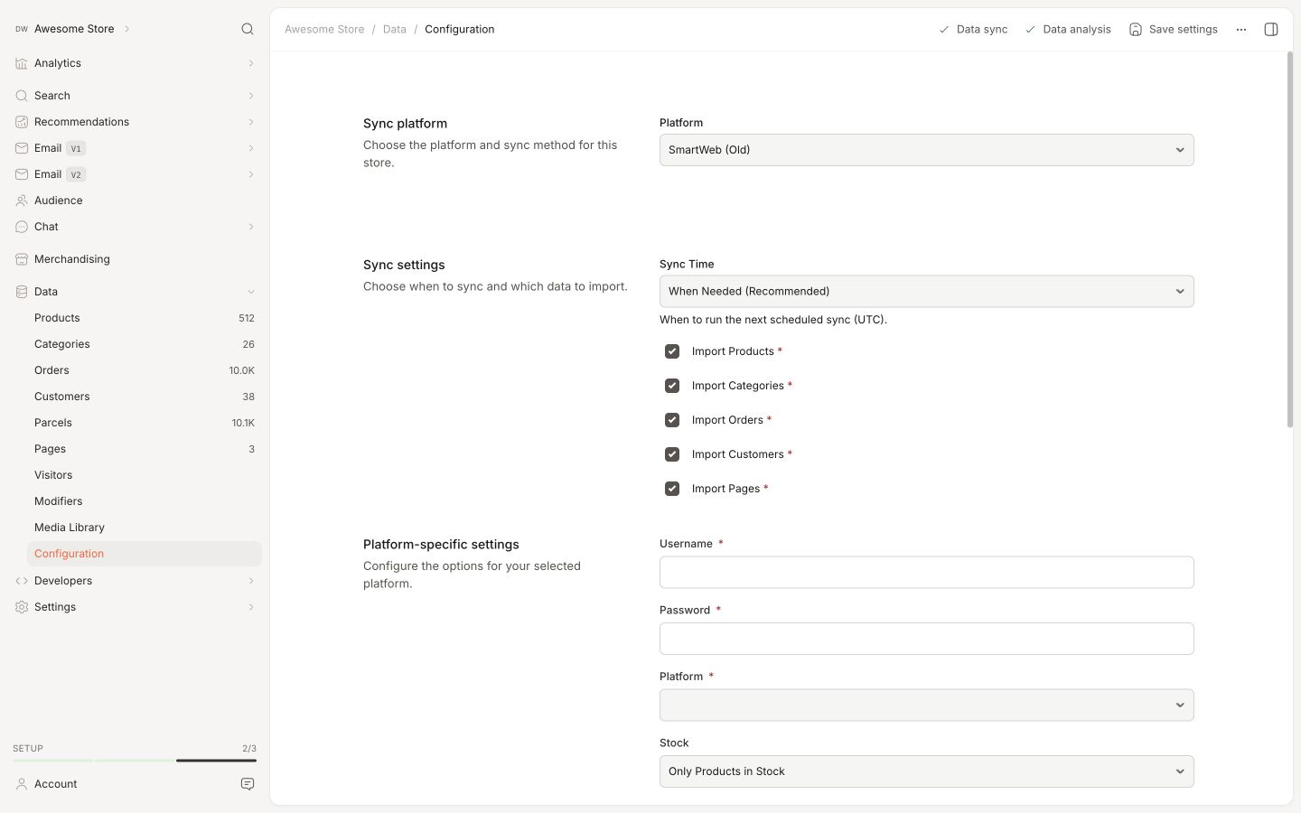 Backend im Clerk.io Backend