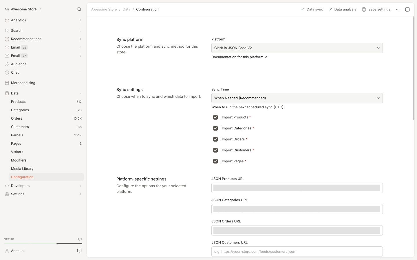 Backend in the Clerk.io backend