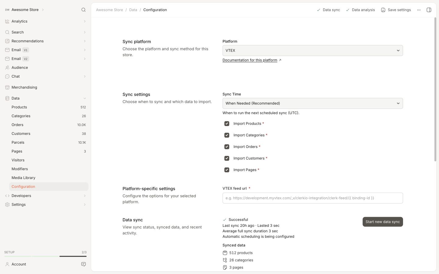 Backend in the Clerk.io backend