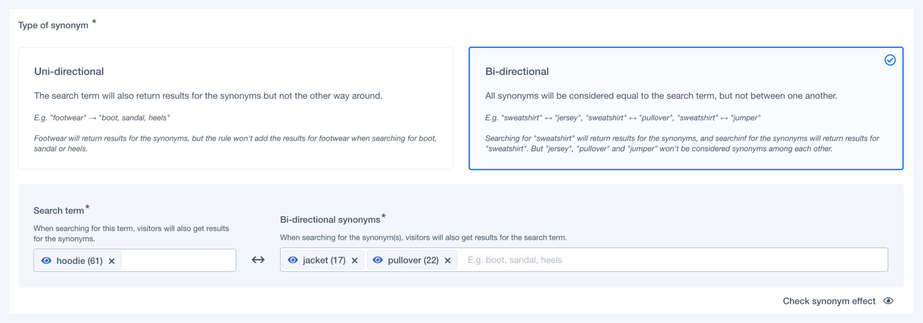 Miglioramento delle linee guida sui sinonimi Clerk.io Knowledge Center