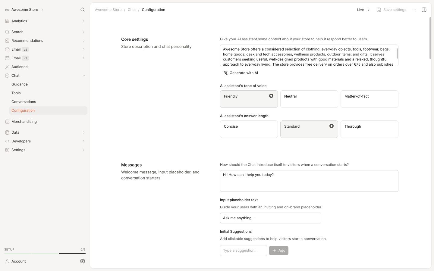 Backend in the Clerk.io backend