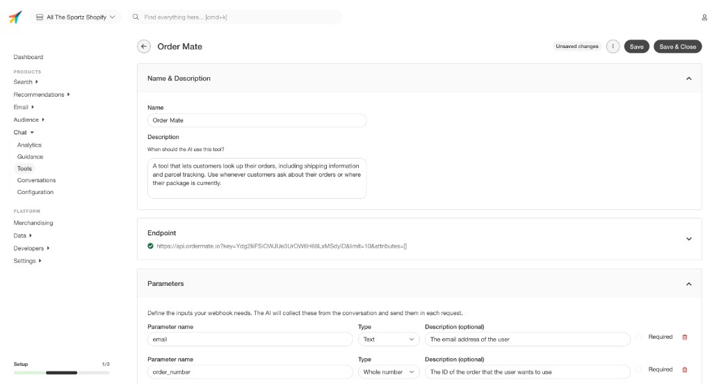 Custom Tool editor in Chat