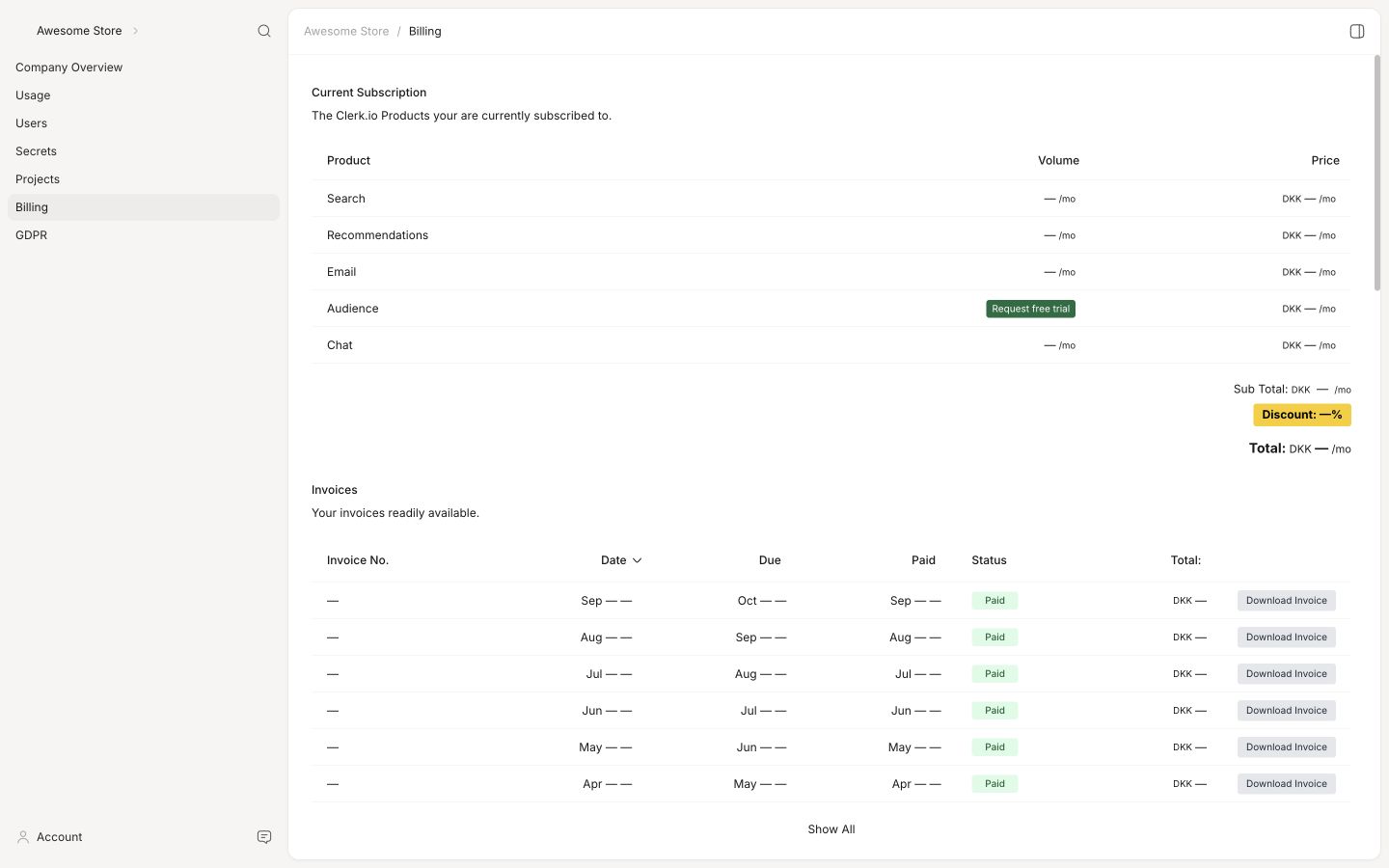 Backend in the Clerk.io backend