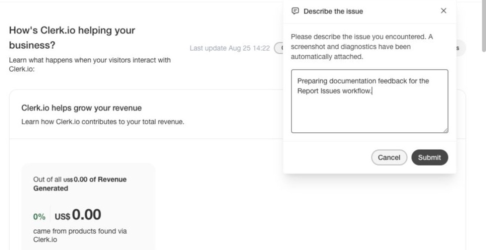 Report Issues form in my.clerk.io