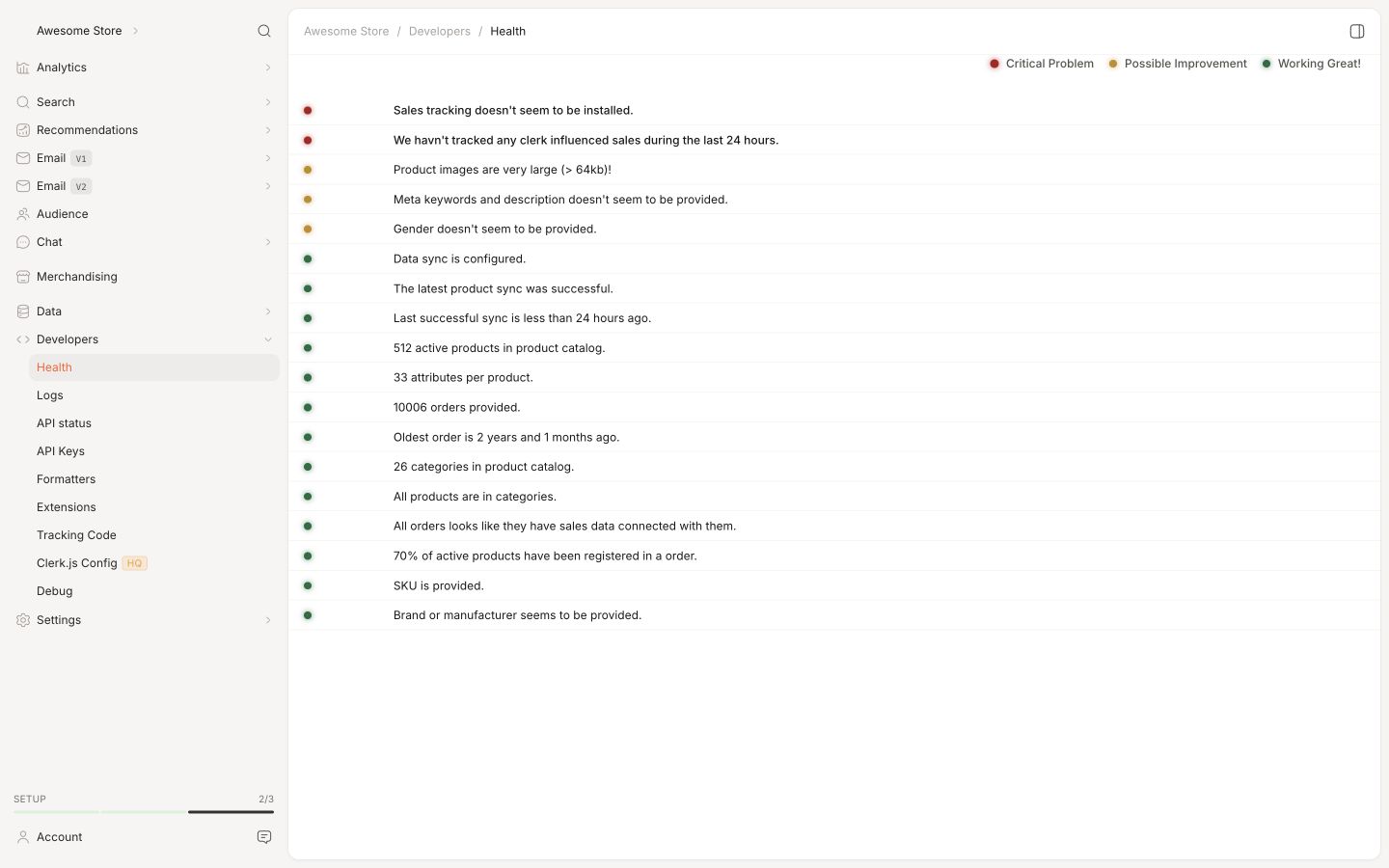 Backend in the Clerk.io backend
